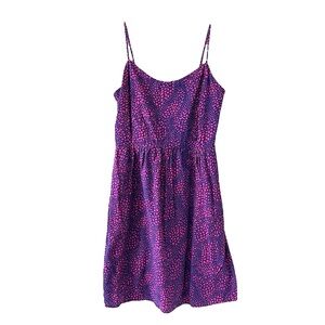 Gap Navy Blue and Pink Print Size Zip Spaghetti Strap Dress with Pockets Size 6